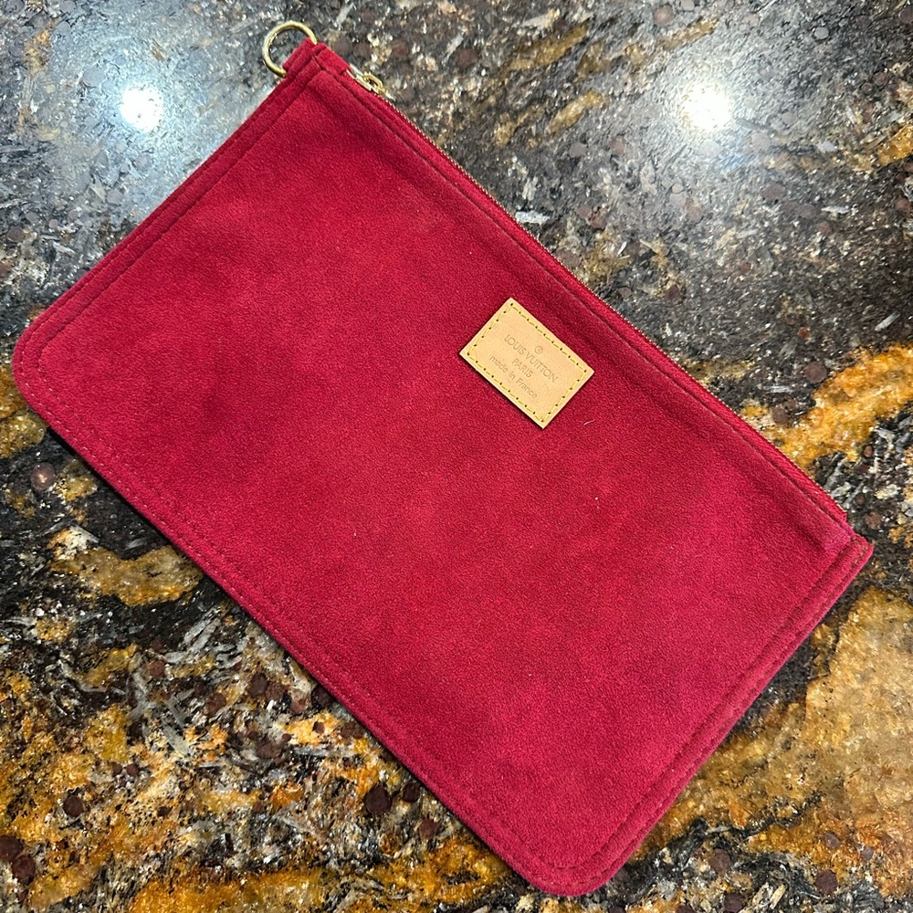 Louis Vuitton Burgundy Alcantara Suede Accessories Pouch Pochette Wristlet